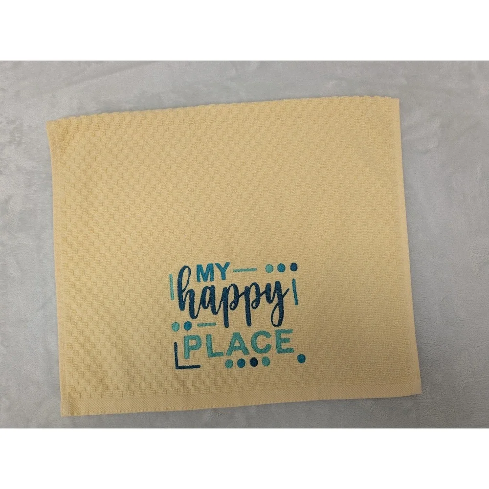 My Happy Place Kitchen Bath Bar Tea Hand Towel Great Gift Idea!